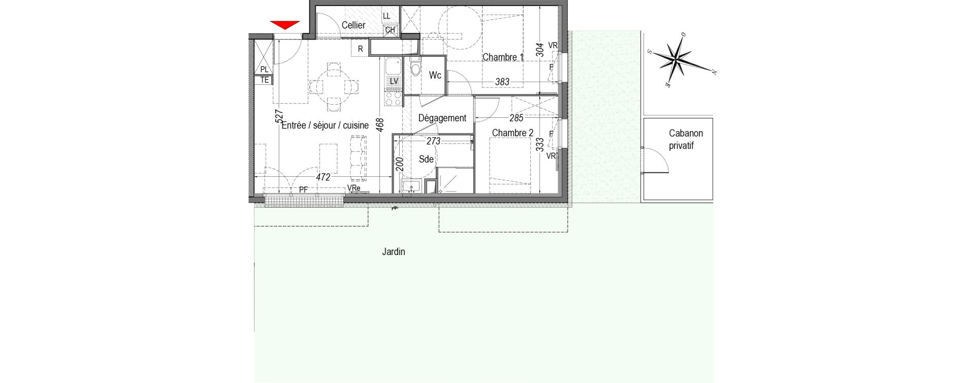 Appartement T3 de 61,63 m2 &agrave; Cenon Gravi&egrave;res - gravette - beaulieu - lagrue - plaisance