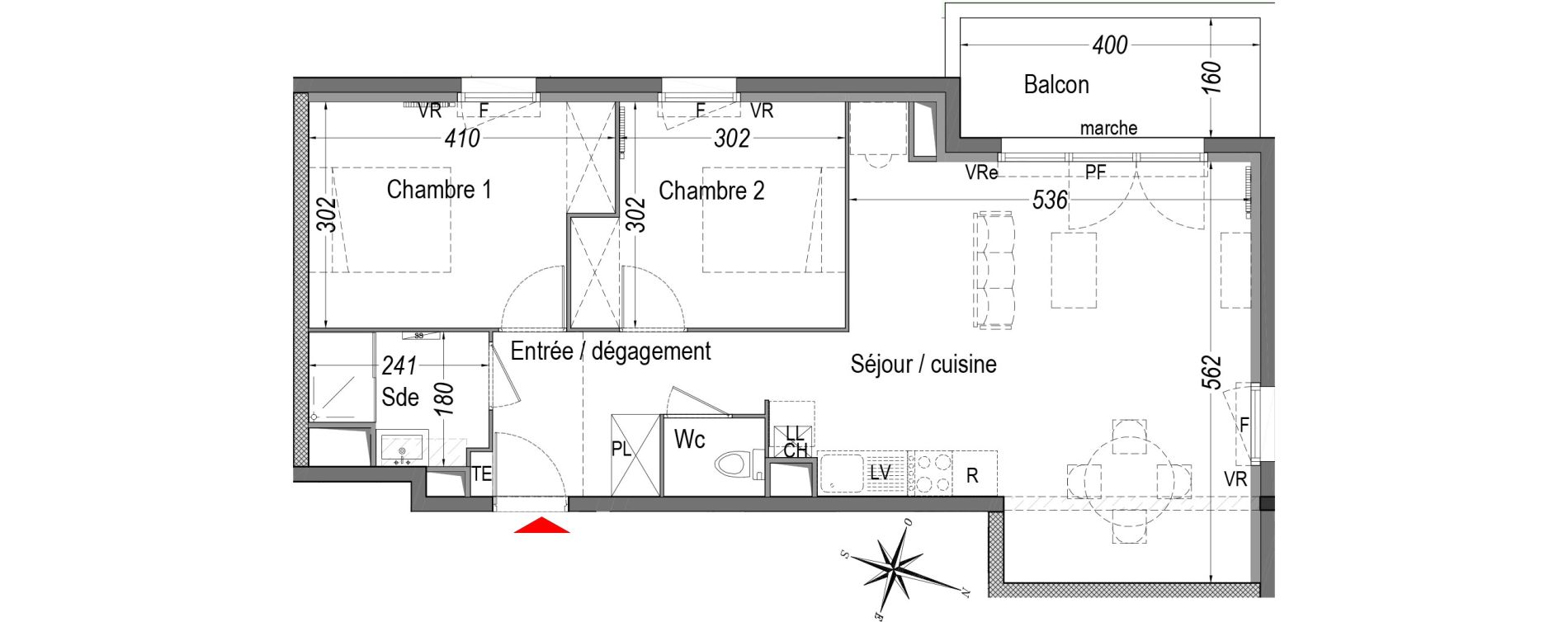 Appartement T3 de 63,46 m2 &agrave; Cenon Gravi&egrave;res - gravette - beaulieu - lagrue - plaisance