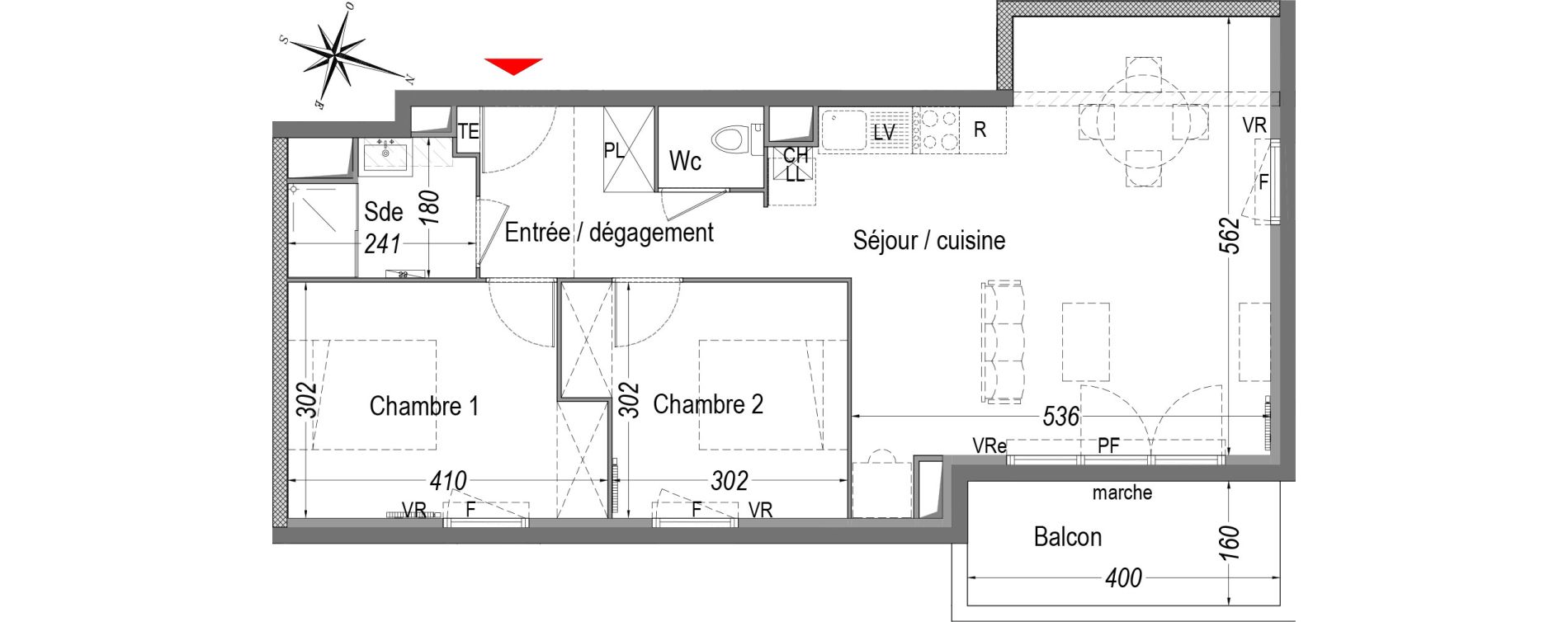 Appartement T3 de 63,46 m2 &agrave; Cenon Gravi&egrave;res - gravette - beaulieu - lagrue - plaisance