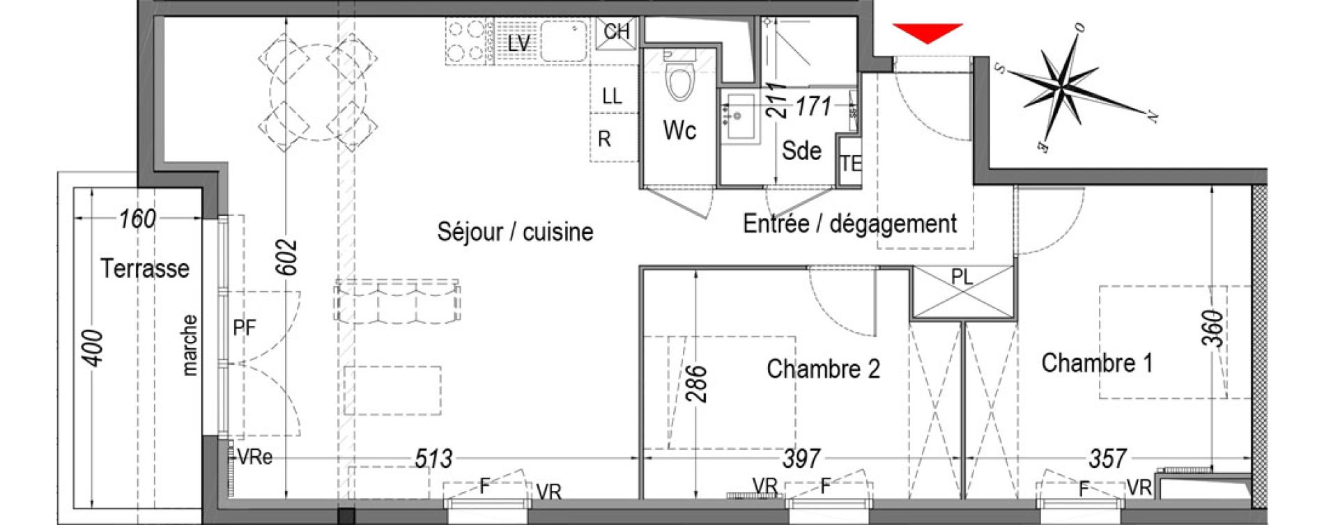 Appartement T3 de 66,79 m2 &agrave; Cenon Gravi&egrave;res - gravette - beaulieu - lagrue - plaisance