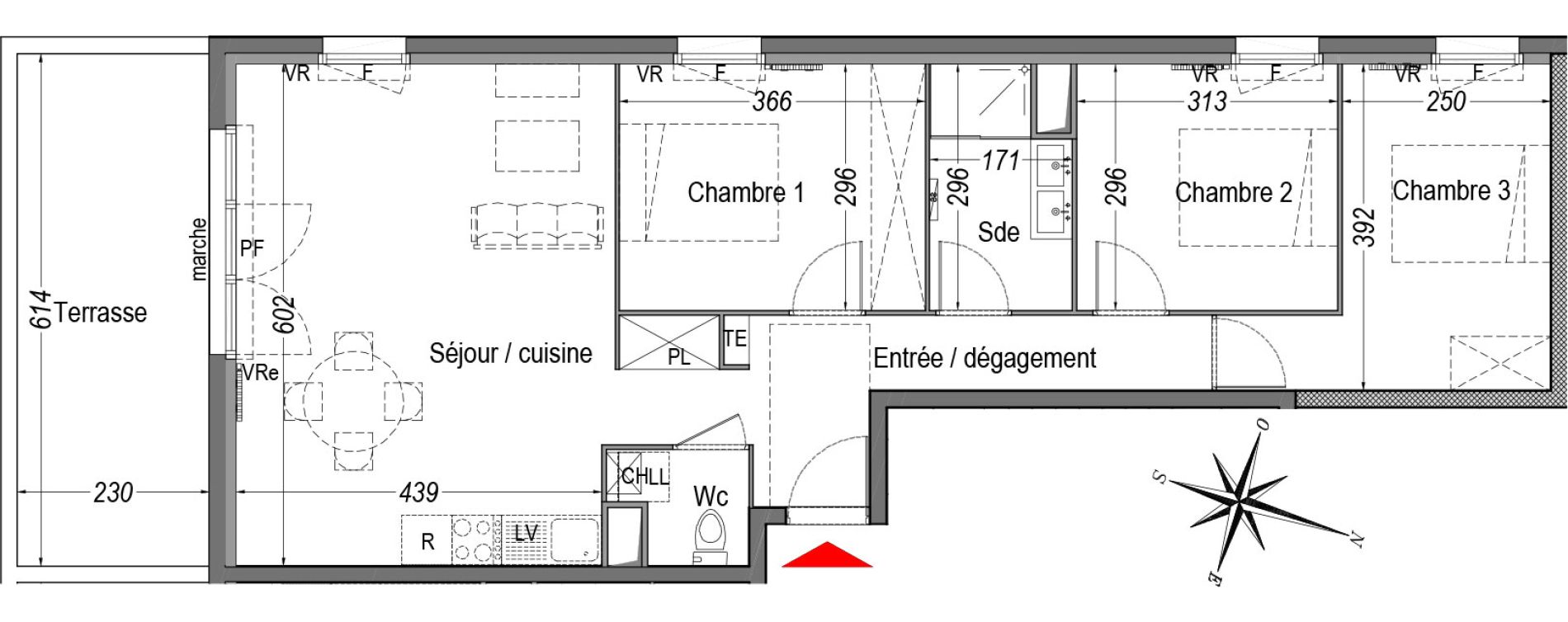 Appartement T4 de 74,27 m2 &agrave; Cenon Gravi&egrave;res - gravette - beaulieu - lagrue - plaisance
