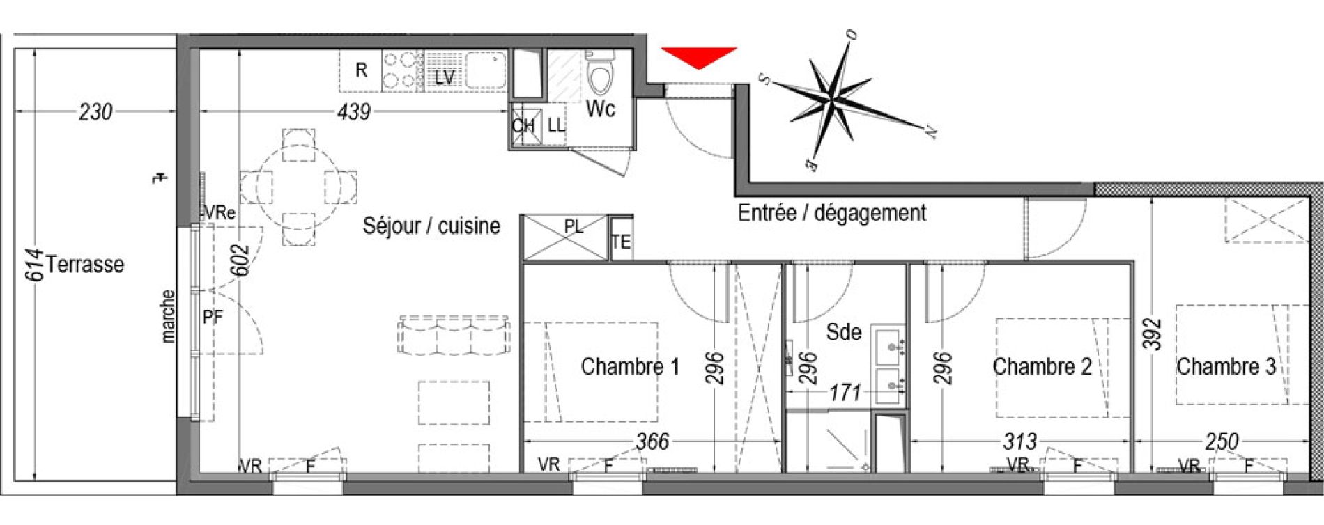 Appartement T4 de 74,27 m2 &agrave; Cenon Gravi&egrave;res - gravette - beaulieu - lagrue - plaisance