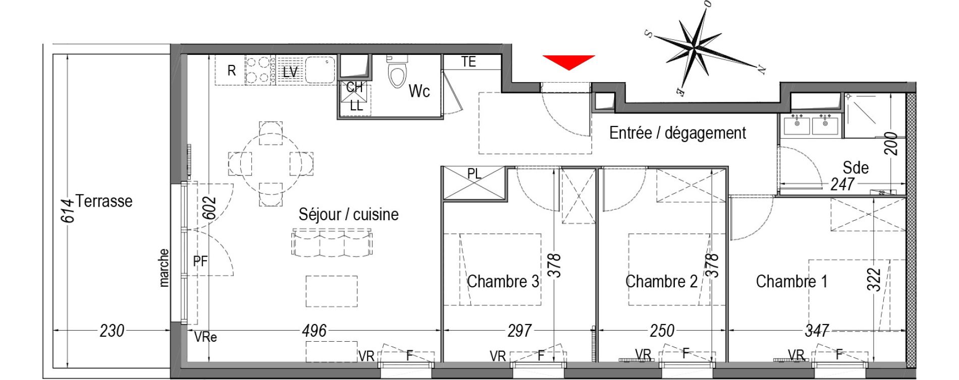 Appartement T4 de 74,58 m2 &agrave; Cenon Gravi&egrave;res - gravette - beaulieu - lagrue - plaisance