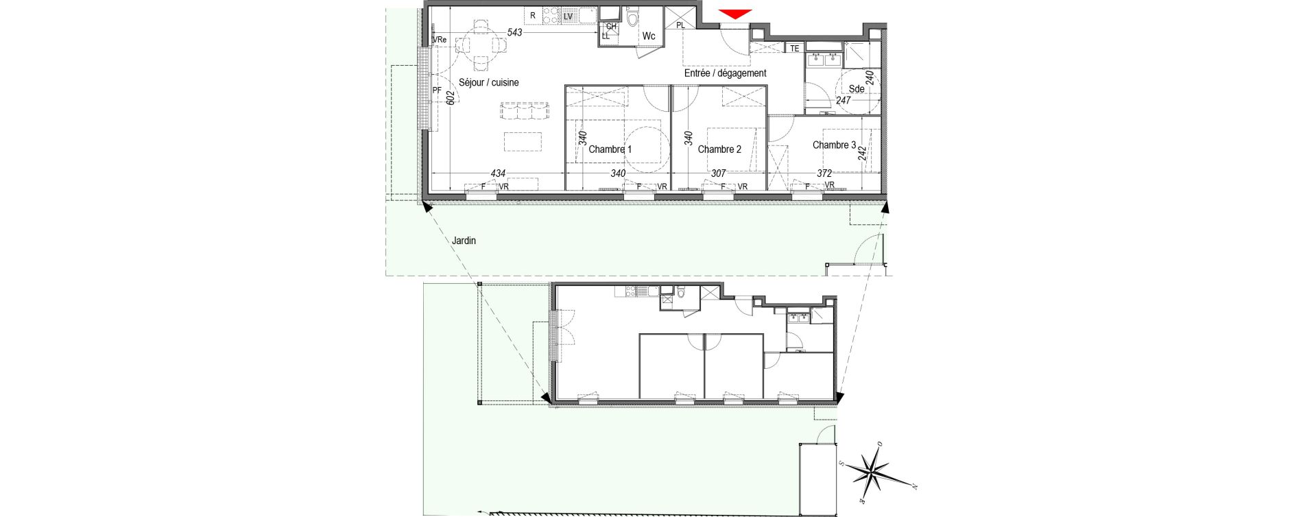 Appartement T4 de 79,69 m2 &agrave; Cenon Gravi&egrave;res - gravette - beaulieu - lagrue - plaisance