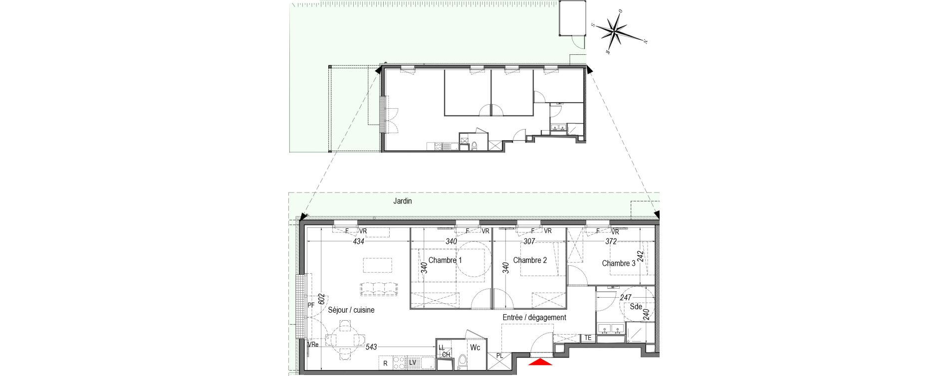 Appartement T4 de 79,69 m2 &agrave; Cenon Gravi&egrave;res - gravette - beaulieu - lagrue - plaisance
