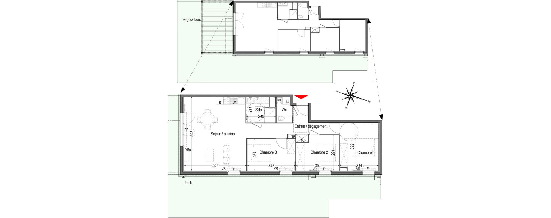 Appartement T4 de 79,76 m2 &agrave; Cenon Gravi&egrave;res - gravette - beaulieu - lagrue - plaisance