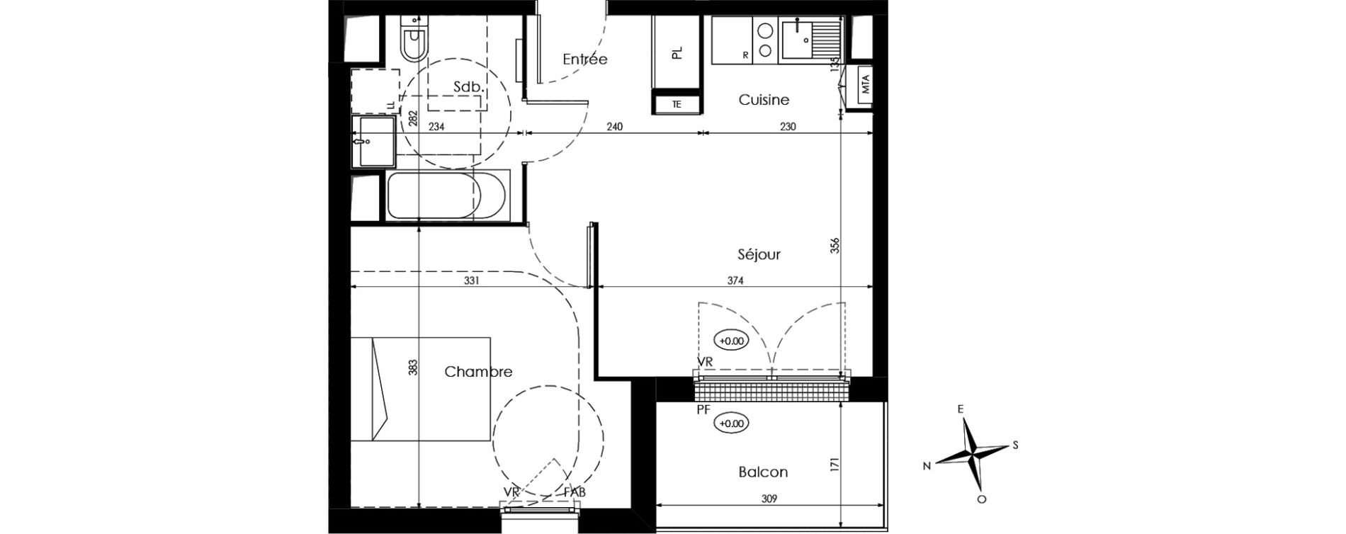 Appartement T2 de 40,00 m2 &agrave; Cenon Palmer