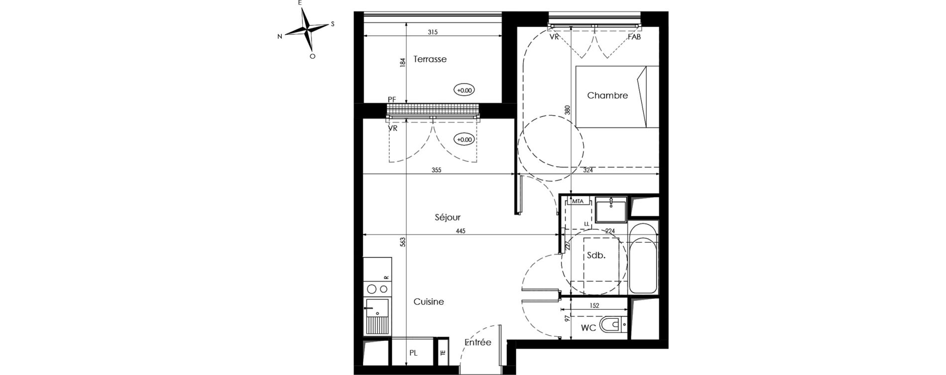 Appartement T2 de 40,66 m2 &agrave; Cenon Palmer