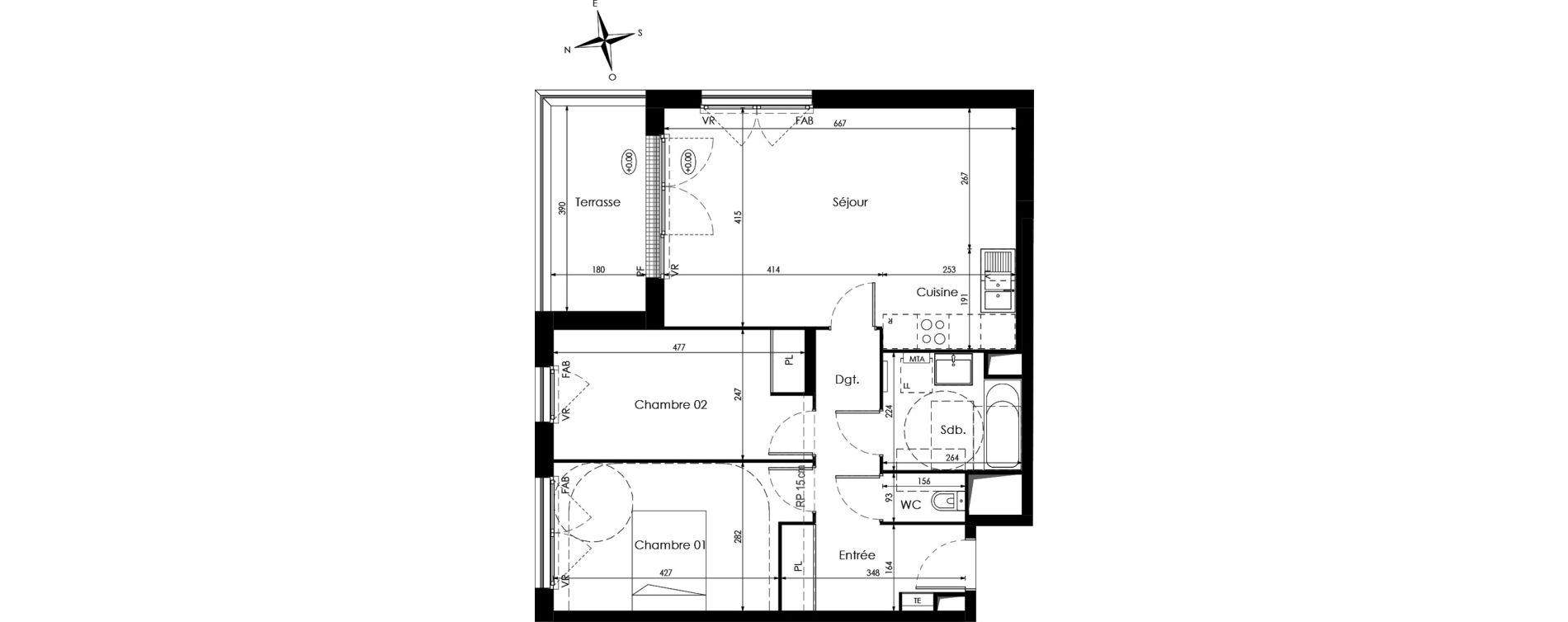 Appartement T3 de 70,35 m2 &agrave; Cenon Palmer