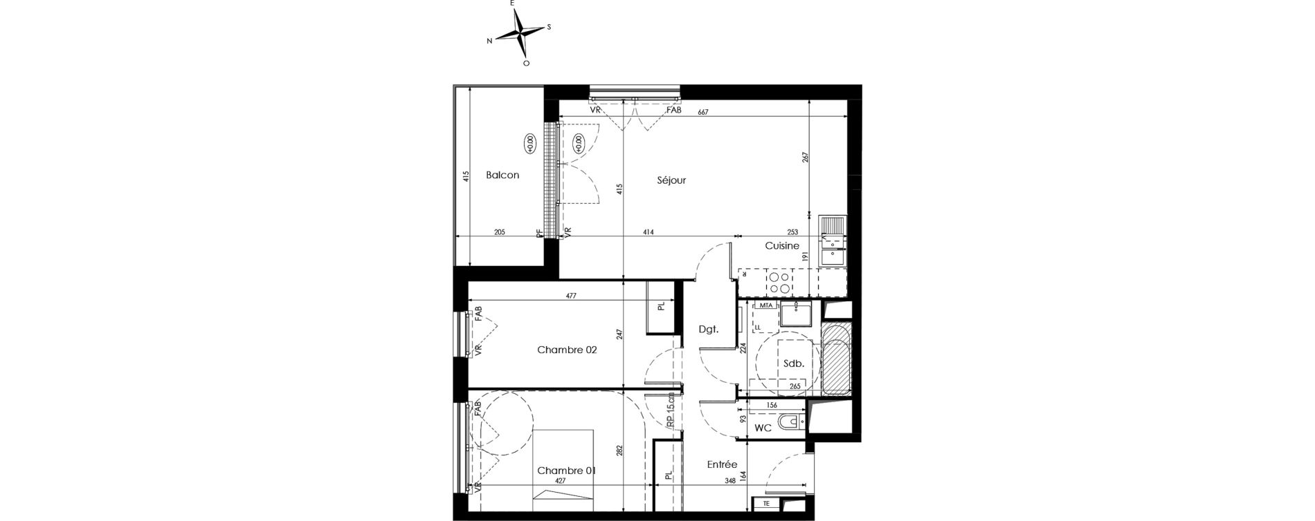Appartement T3 de 70,18 m2 &agrave; Cenon Palmer