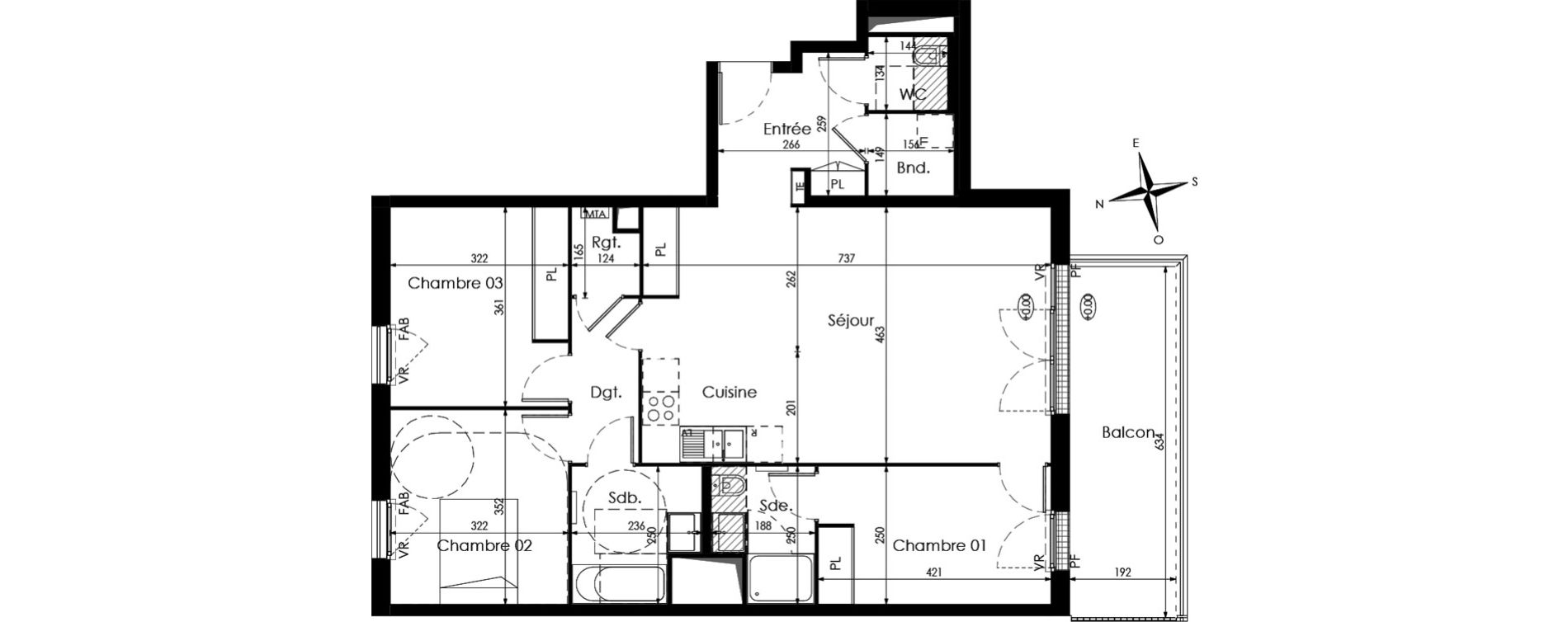 Appartement T4 de 93,07 m2 &agrave; Cenon Palmer