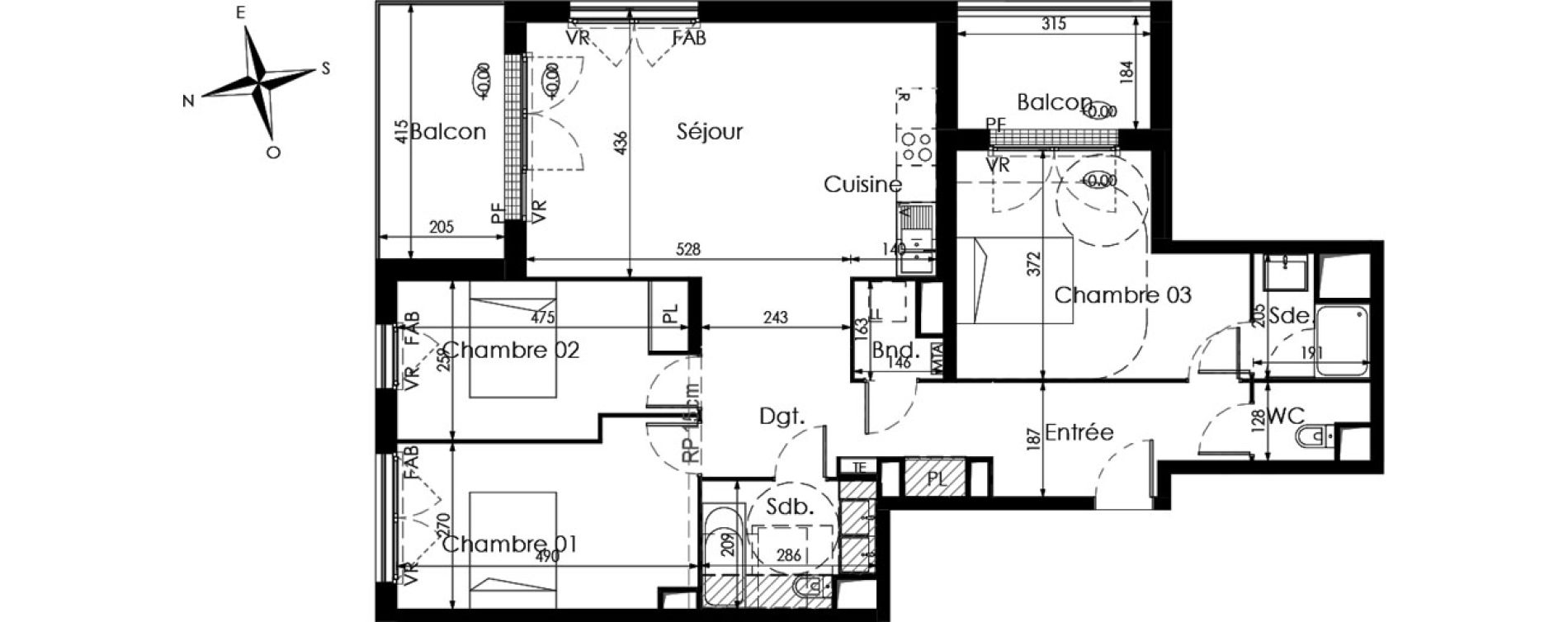 Appartement T4 de 99,25 m2 &agrave; Cenon Palmer