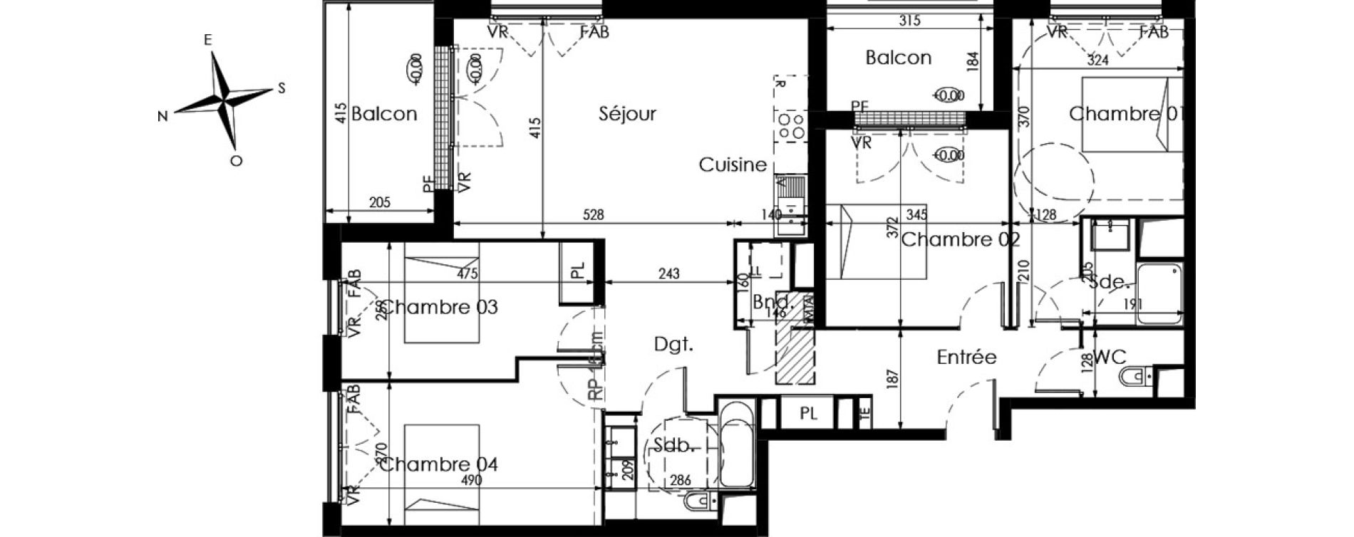 Appartement T5 de 111,61 m2 &agrave; Cenon Palmer
