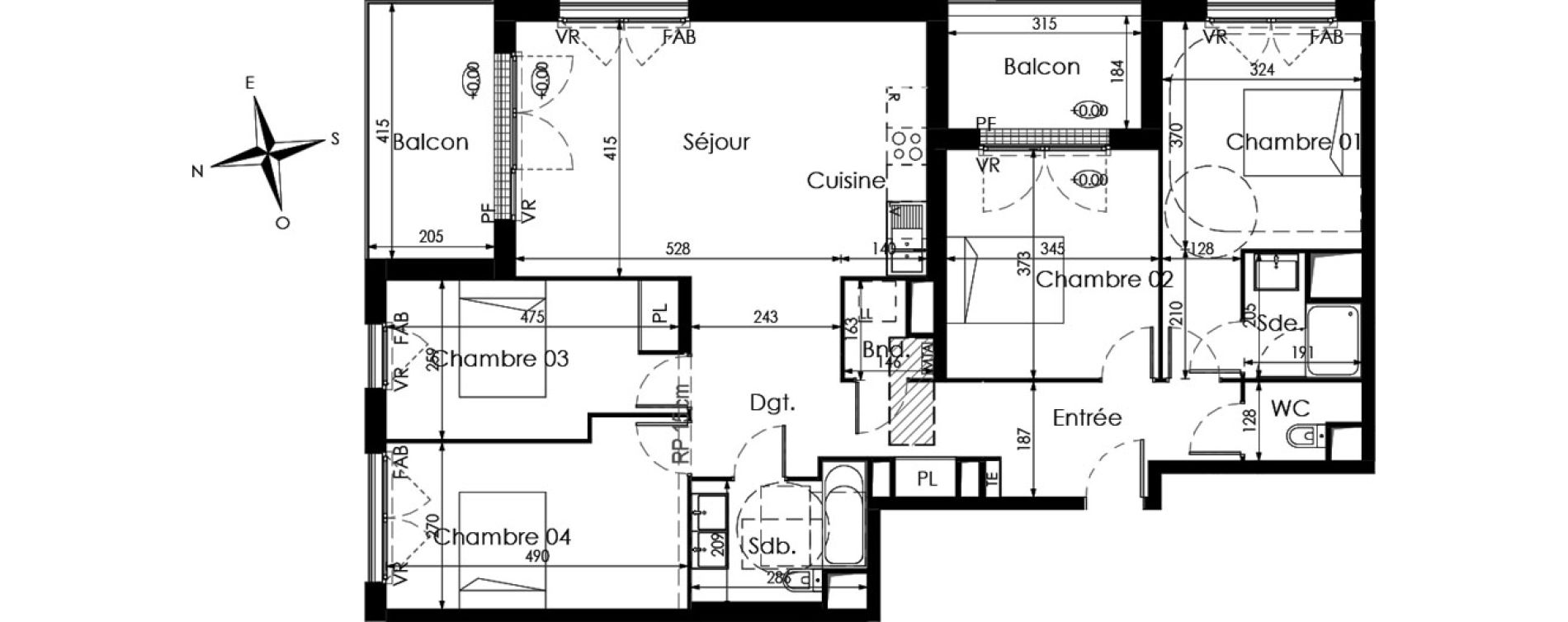 Appartement T5 de 111,61 m2 &agrave; Cenon Palmer