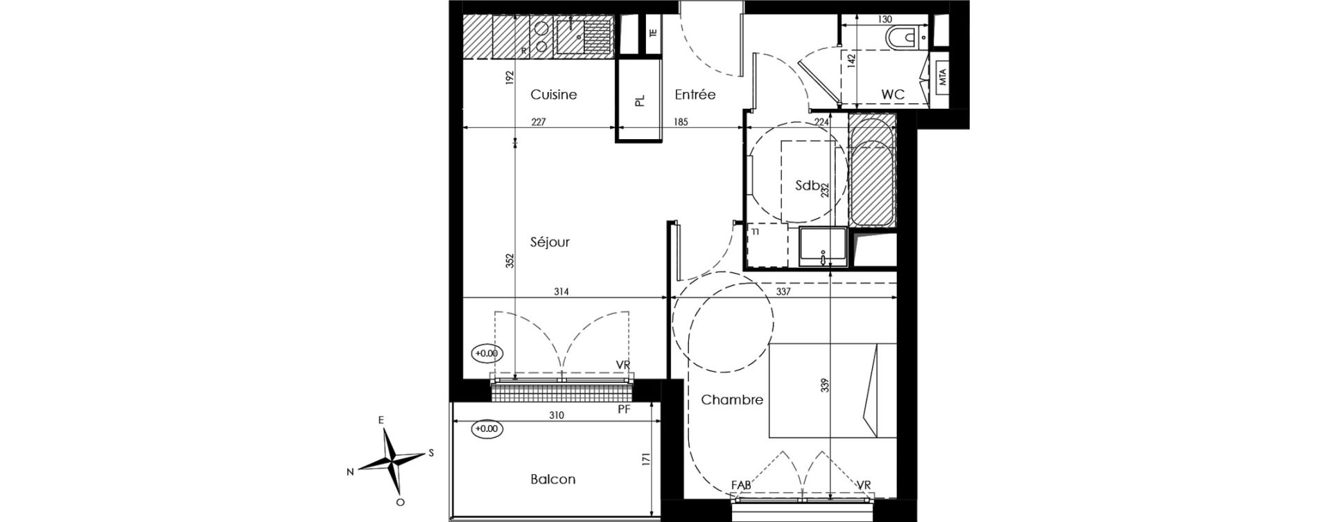 Appartement T2 de 40,18 m2 &agrave; Cenon Palmer