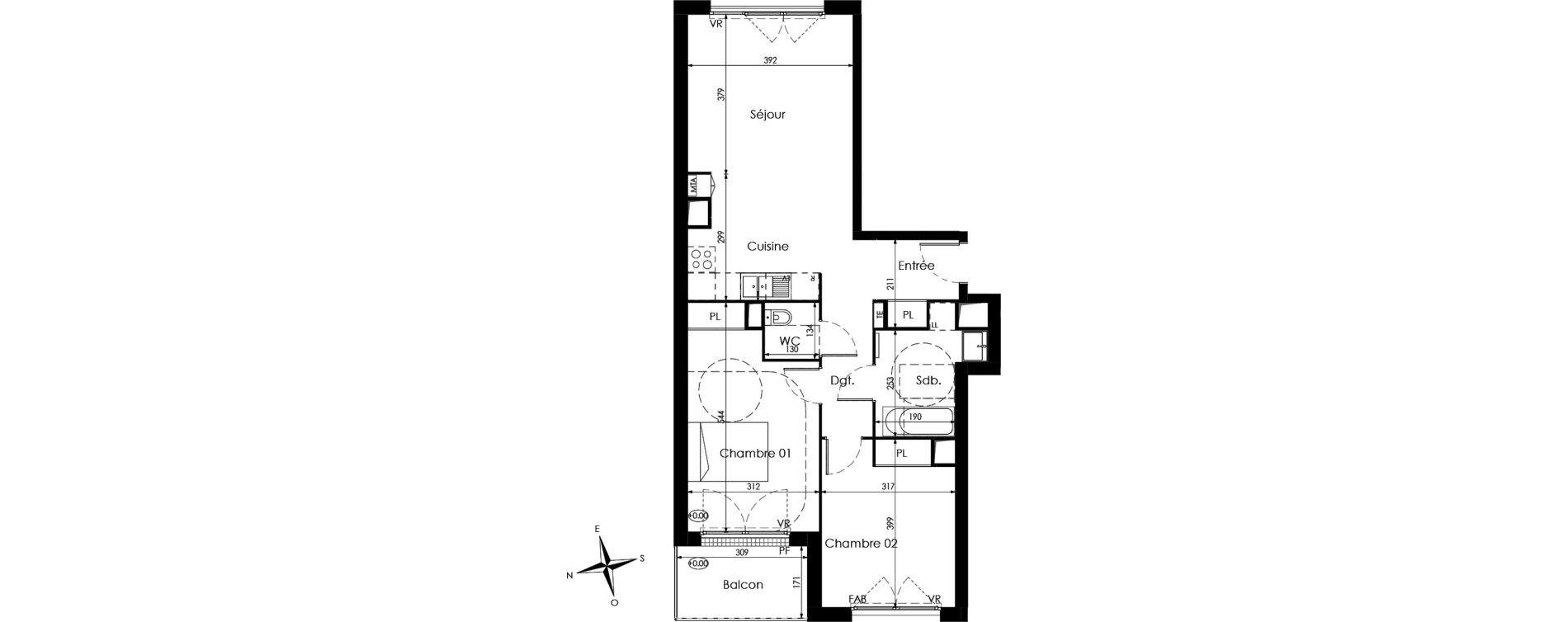 Appartement T3 de 68,87 m2 &agrave; Cenon Palmer