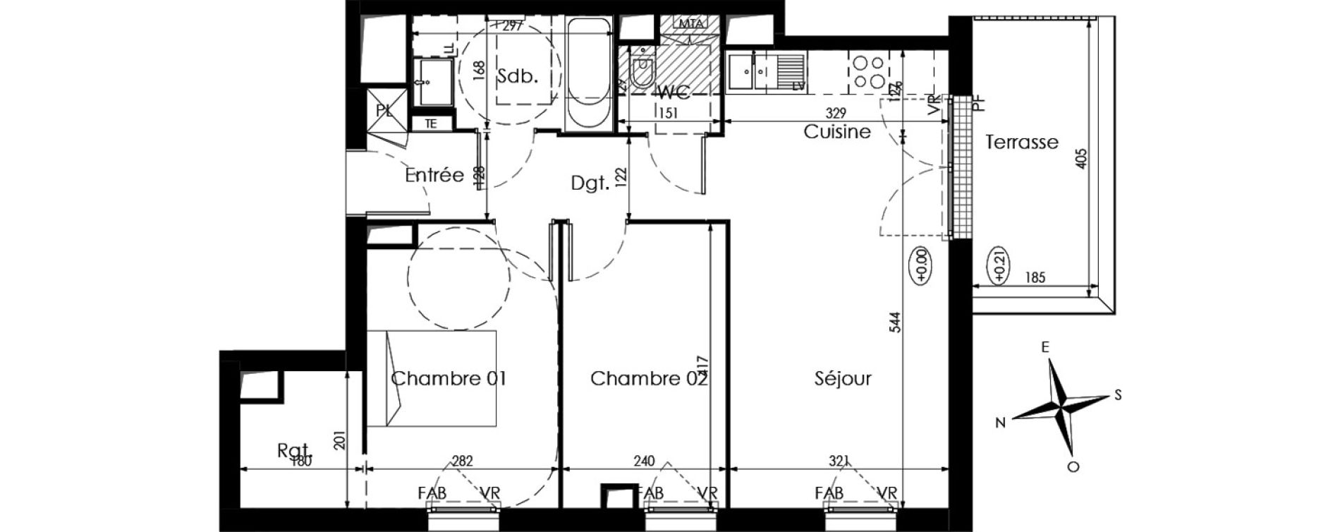 Appartement T3 de 60,48 m2 &agrave; Cenon Palmer