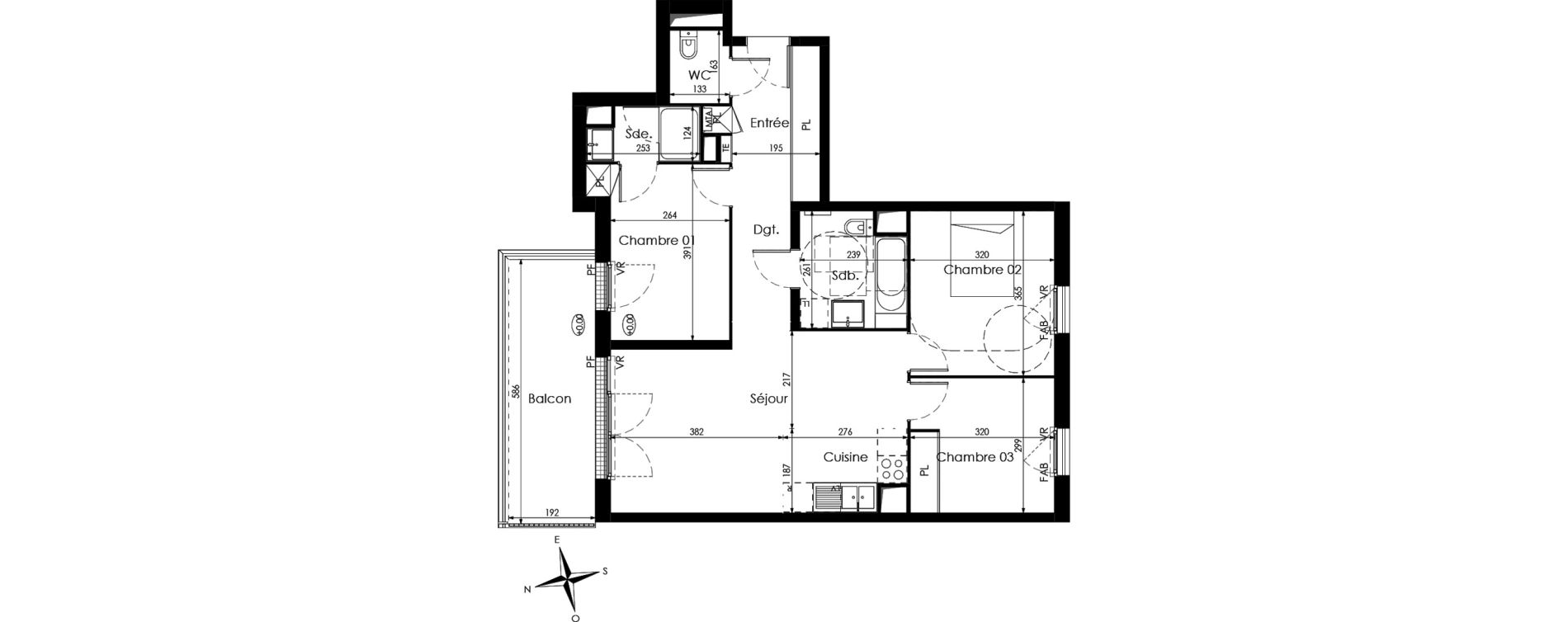 Appartement T4 de 78,75 m2 &agrave; Cenon Palmer