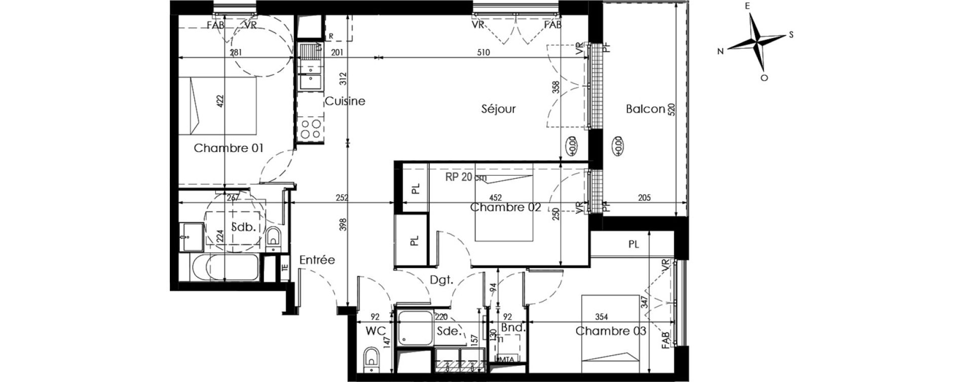 Appartement T4 de 81,83 m2 &agrave; Cenon Palmer