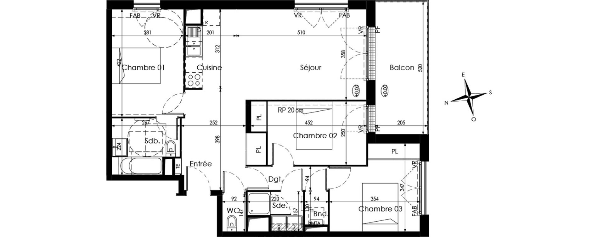 Appartement T4 de 81,83 m2 &agrave; Cenon Palmer