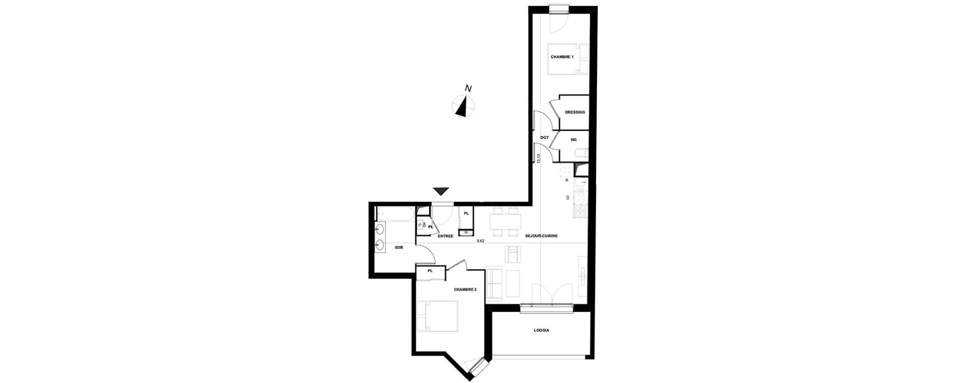 Appartement T3 de 67,78 m2 &agrave; Cenon Gravi&egrave;res - gravette - beaulieu - lagrue - plaisance