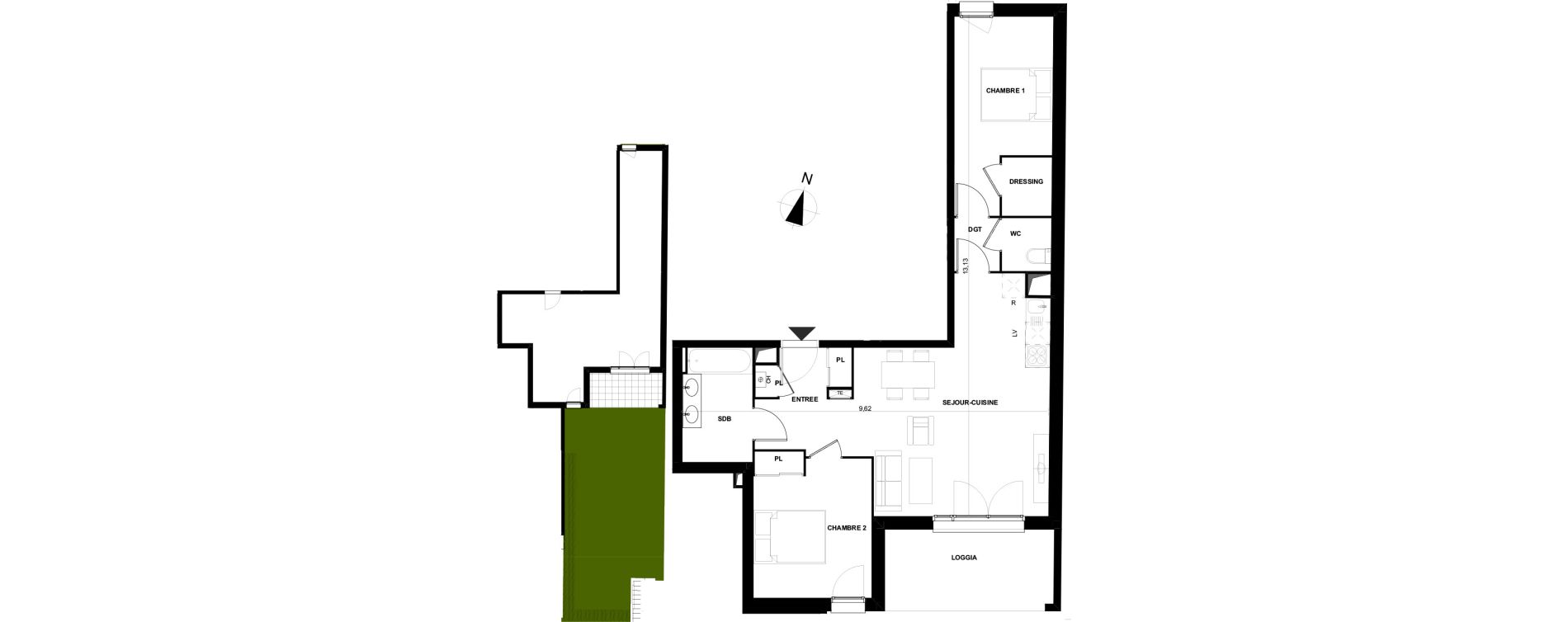 Appartement T3 de 66,87 m2 &agrave; Cenon Gravi&egrave;res - gravette - beaulieu - lagrue - plaisance