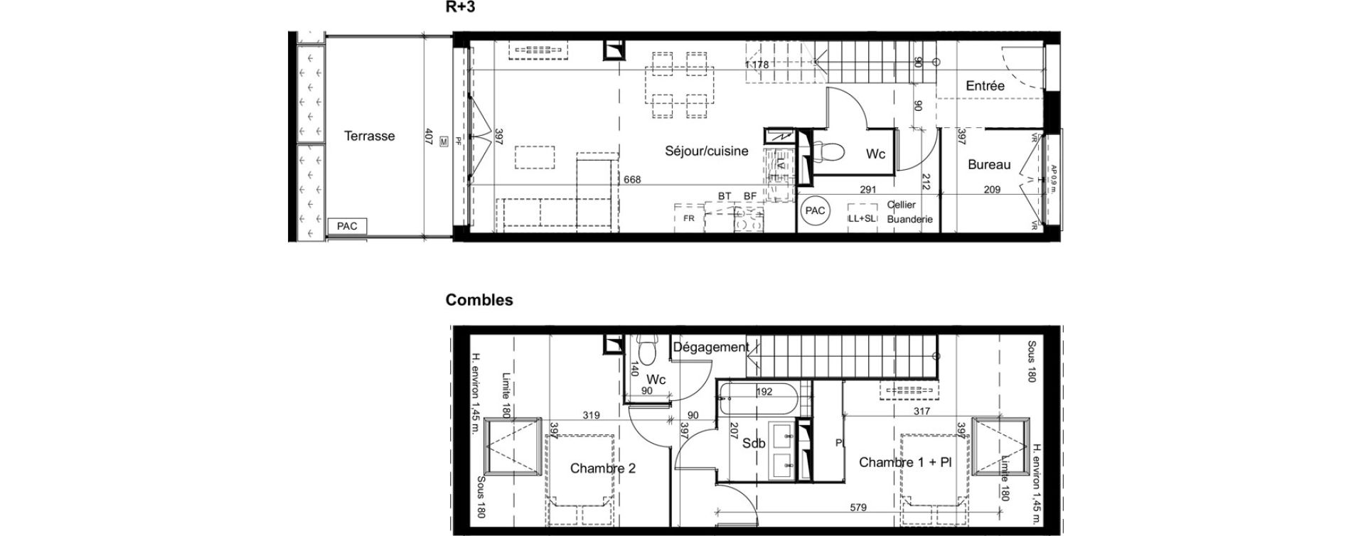Duplex T3 de 77,38 m2 &agrave; Cenon Bas cenon - cours verdun - testaud