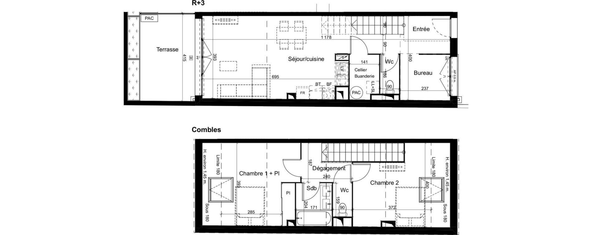 Duplex T3 de 77,27 m2 &agrave; Cenon Bas cenon - cours verdun - testaud