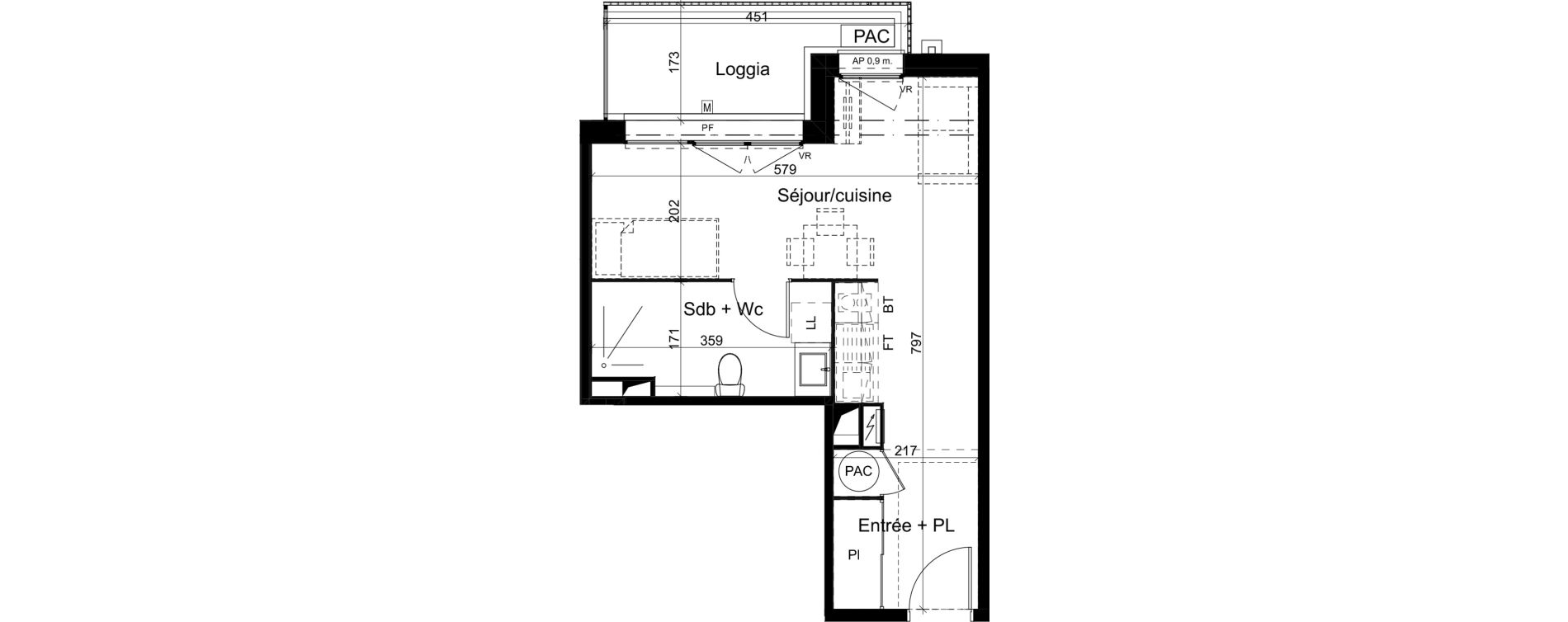 Appartement T1 de 29,69 m2 &agrave; Cenon Bas cenon - cours verdun - testaud