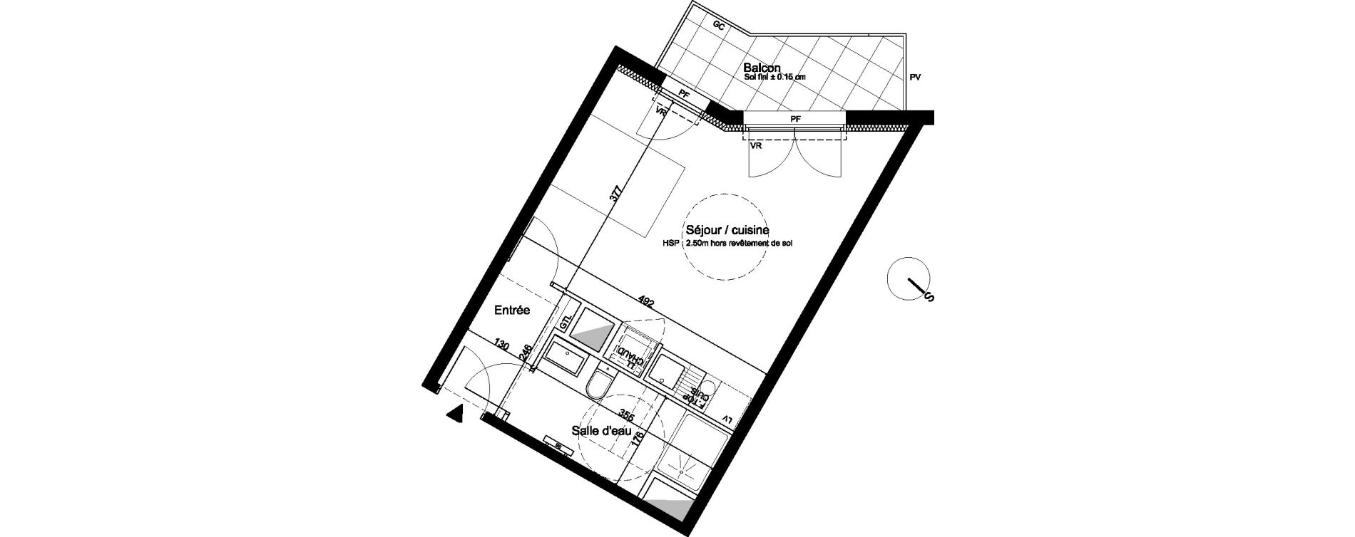 Appartement T1 de 31,54 m2 &agrave; Cenon Bas cenon - cours verdun - testaud
