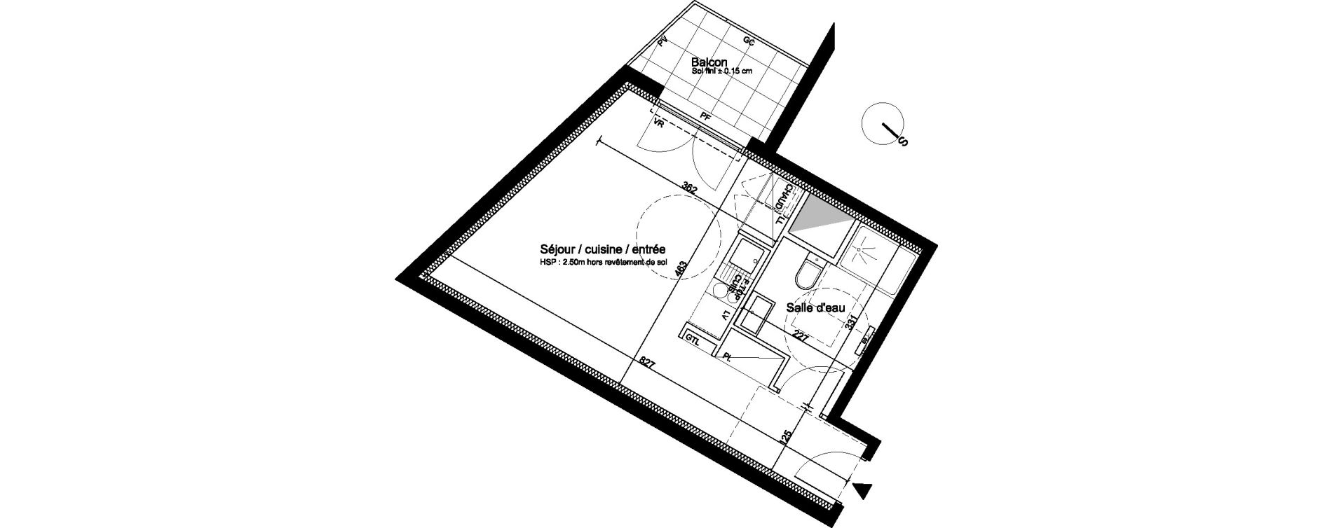 Appartement T1 de 30,44 m2 &agrave; Cenon Bas cenon - cours verdun - testaud