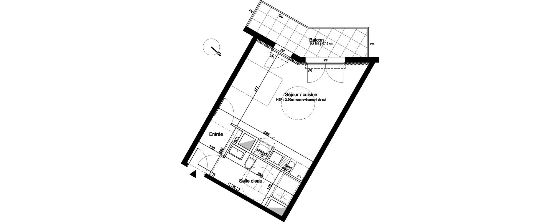 Appartement T1 de 31,54 m2 &agrave; Cenon Bas cenon - cours verdun - testaud