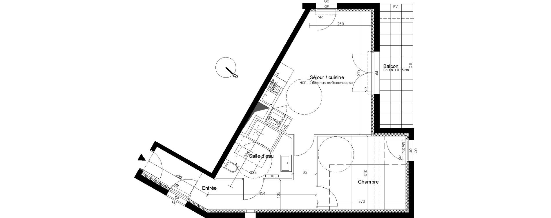 Appartement T2 de 47,68 m2 &agrave; Cenon Bas cenon - cours verdun - testaud