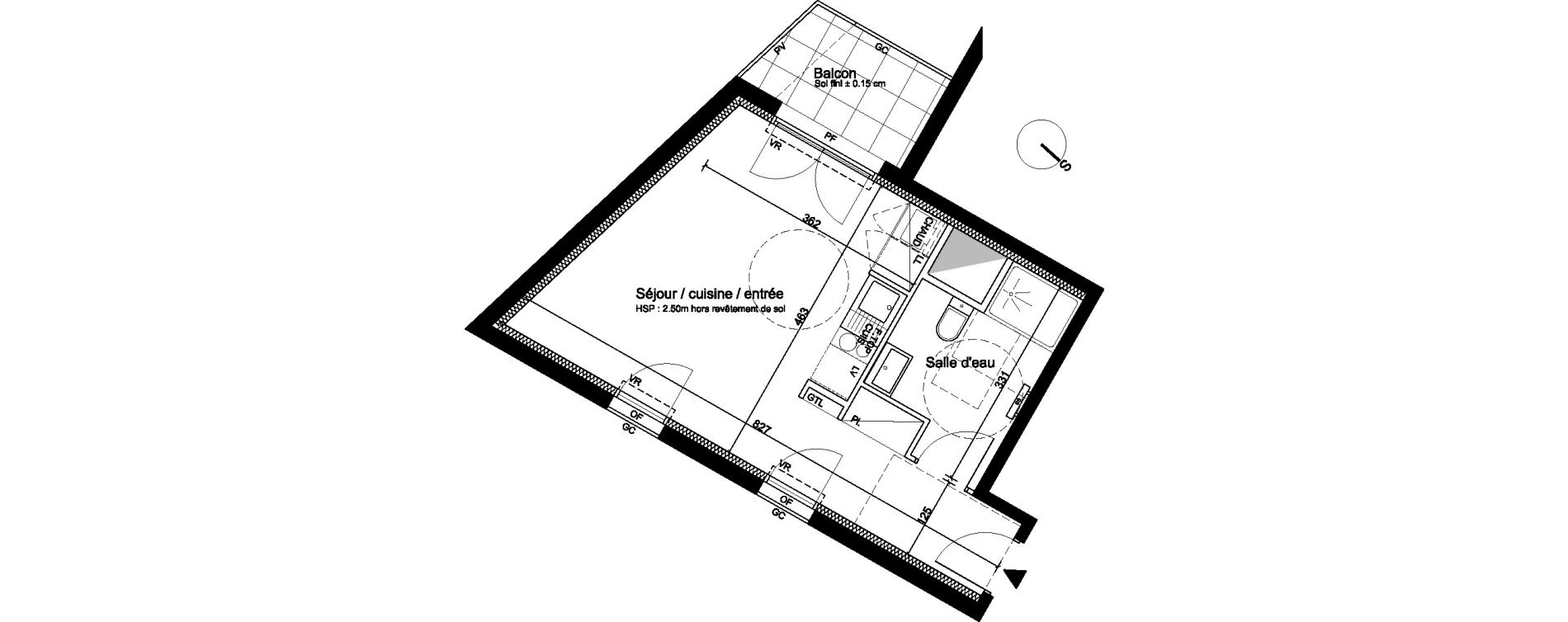 Appartement T1 de 30,44 m2 &agrave; Cenon Bas cenon - cours verdun - testaud