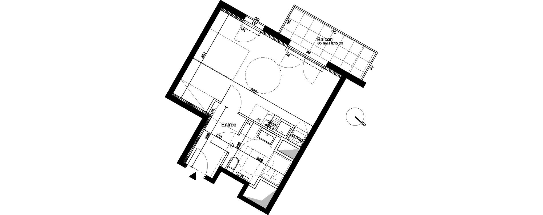 Appartement T1 de 28,82 m2 &agrave; Cenon Bas cenon - cours verdun - testaud