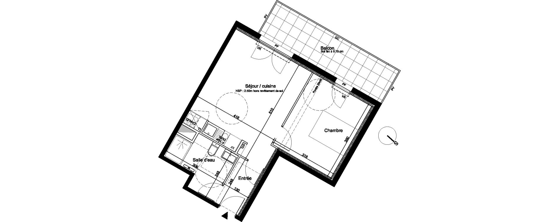 Appartement T2 de 43,02 m2 &agrave; Cenon Bas cenon - cours verdun - testaud