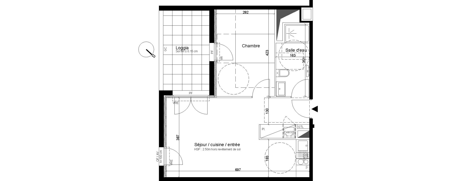 Appartement T2 de 43,72 m2 &agrave; Cenon Bas cenon - cours verdun - testaud