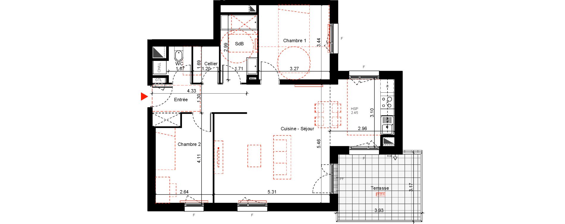 Appartement T3 de 73,06 m2 &agrave; Eysines Cantinolle