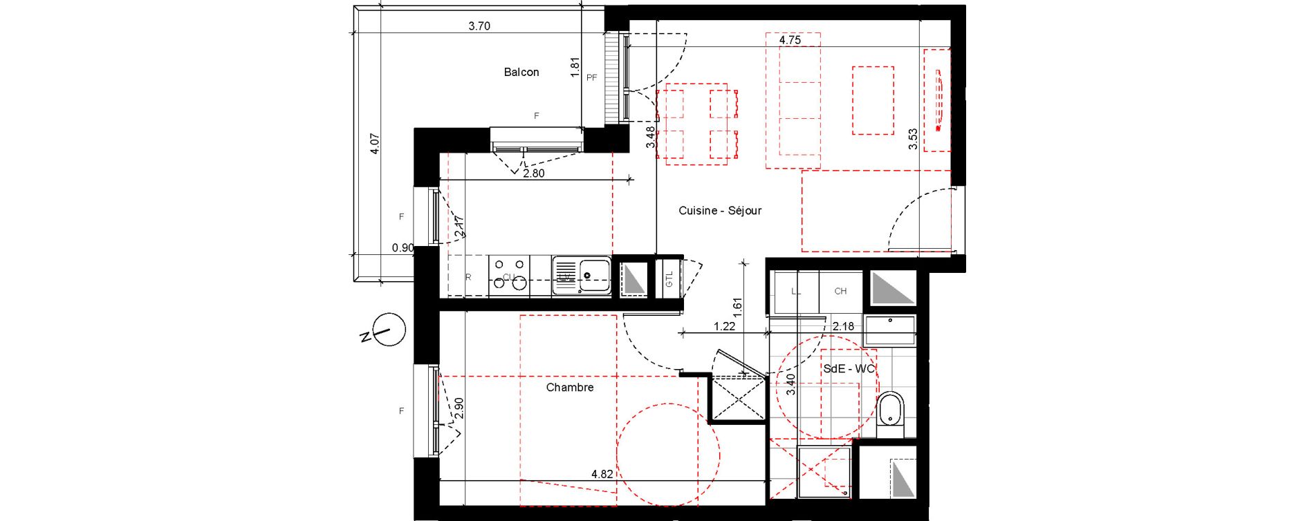 Appartement T2 de 43,91 m2 &agrave; Eysines Cantinolle