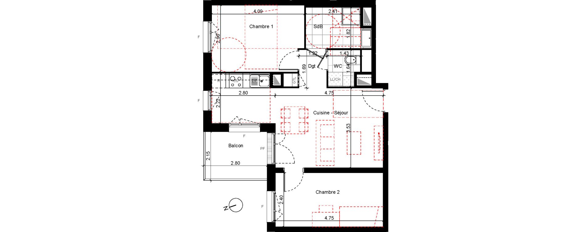 Appartement T3 de 54,97 m2 &agrave; Eysines Cantinolle