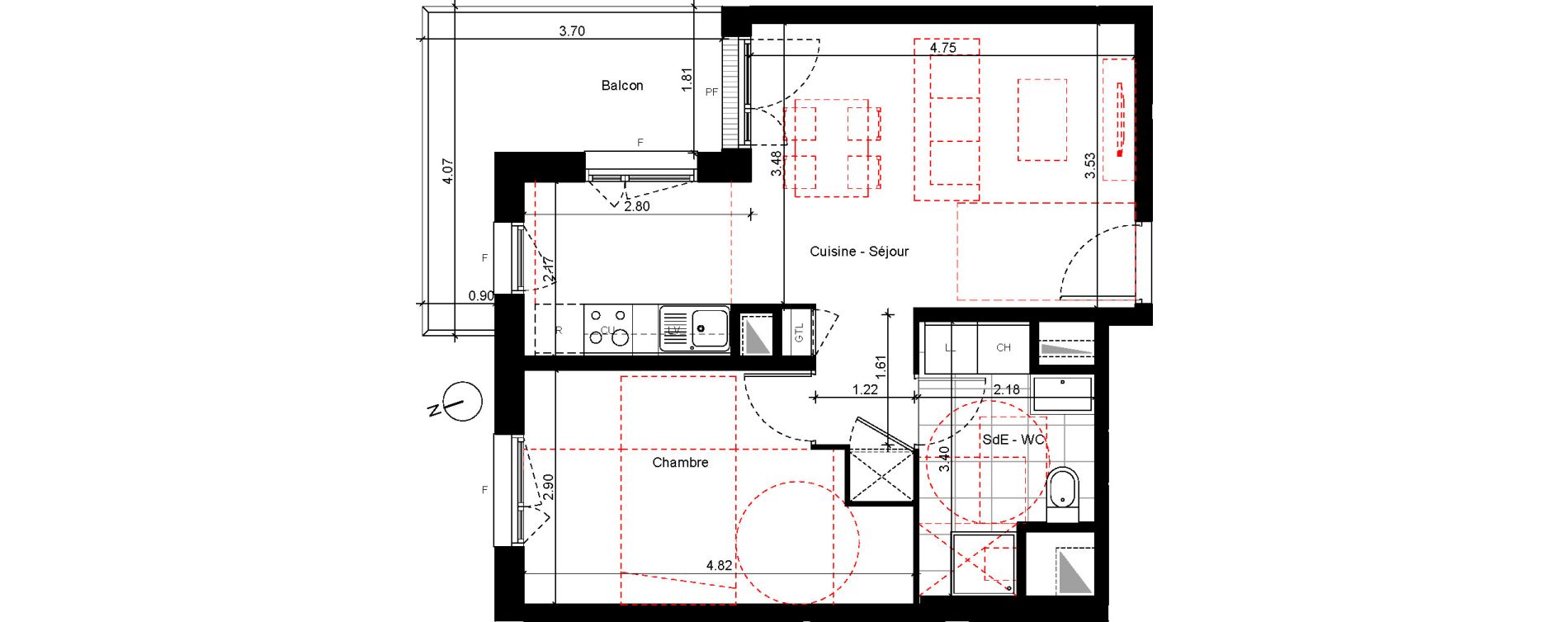 Appartement T2 de 43,91 m2 &agrave; Eysines Cantinolle