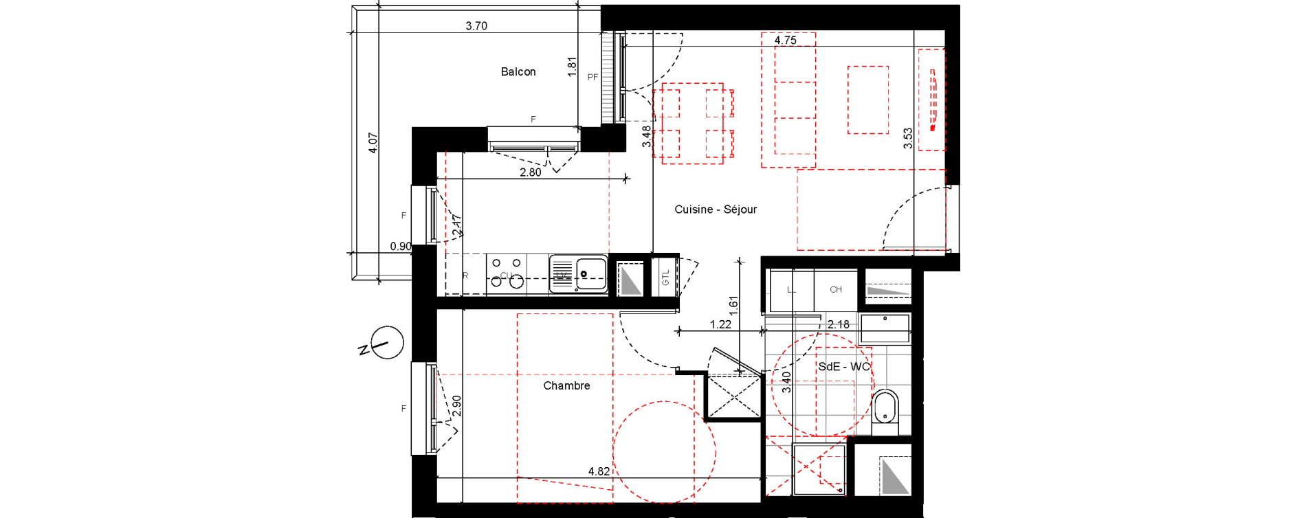 Appartement T2 de 43,20 m2 &agrave; Eysines Cantinolle