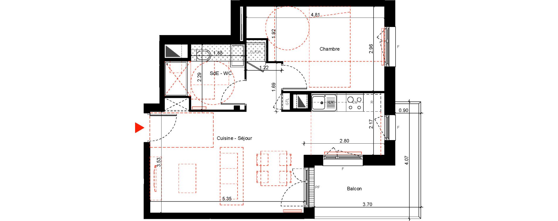 Appartement T2 de 44,97 m2 &agrave; Eysines Cantinolle