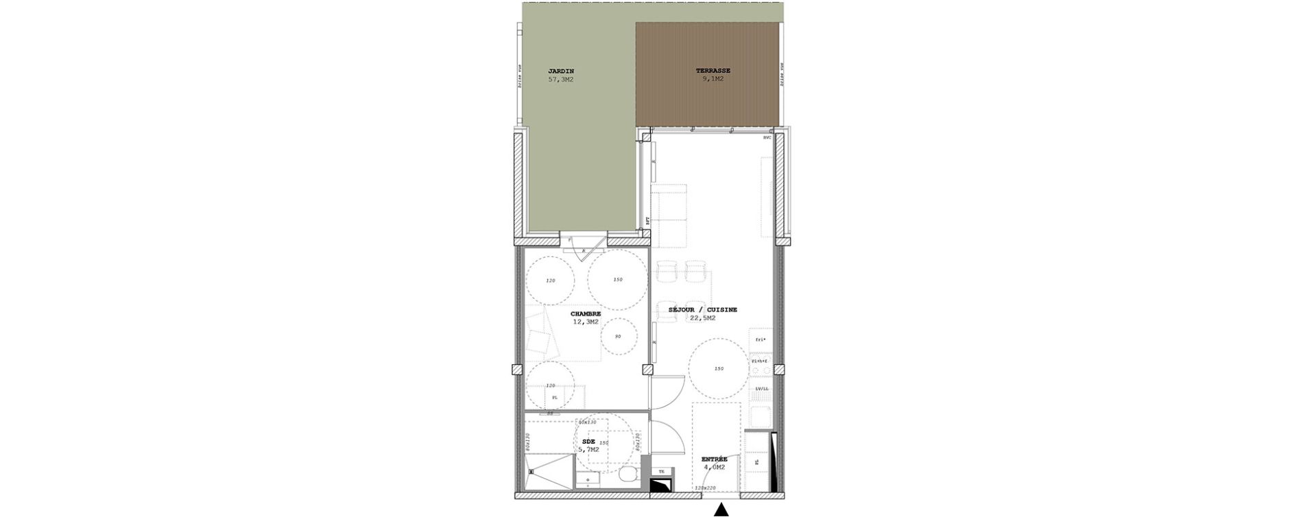 Appartement T2 de 44,50 m2 &agrave; Eysines Centre