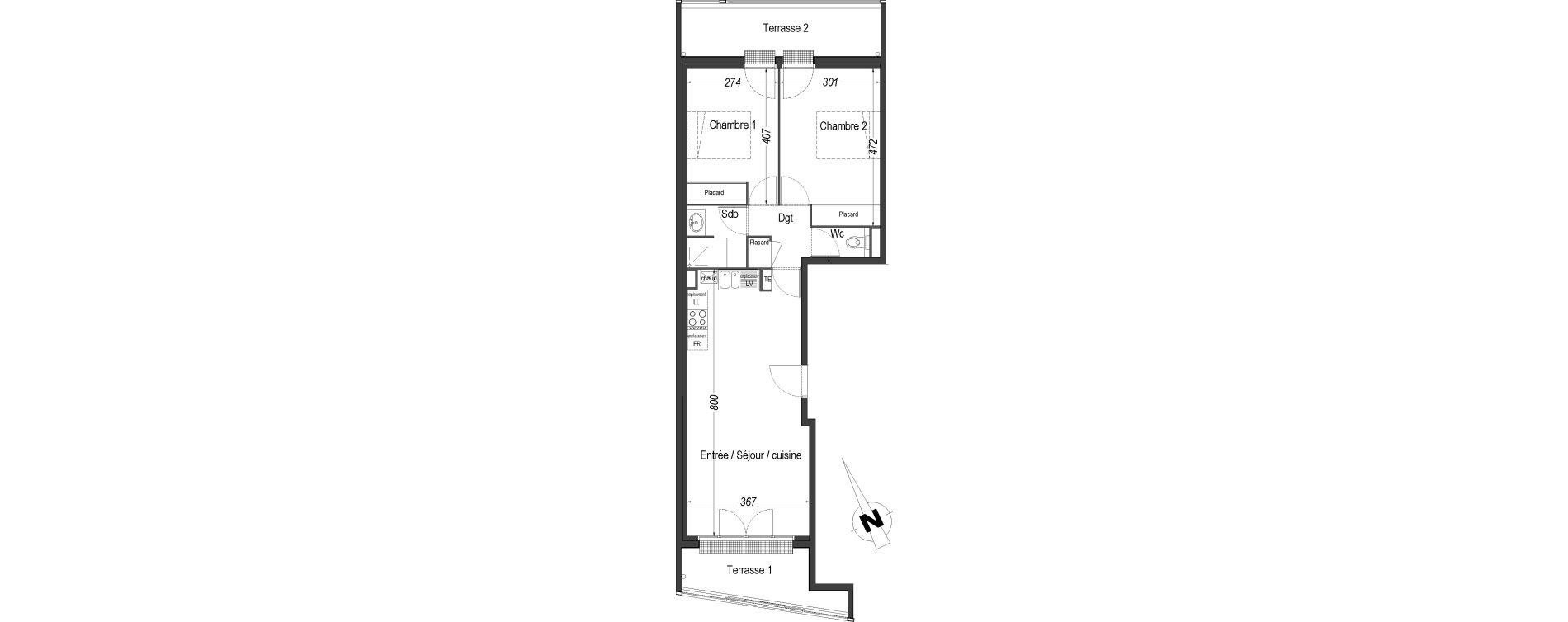 Appartement T3 de 60,94 m2 &agrave; Eysines Centre
