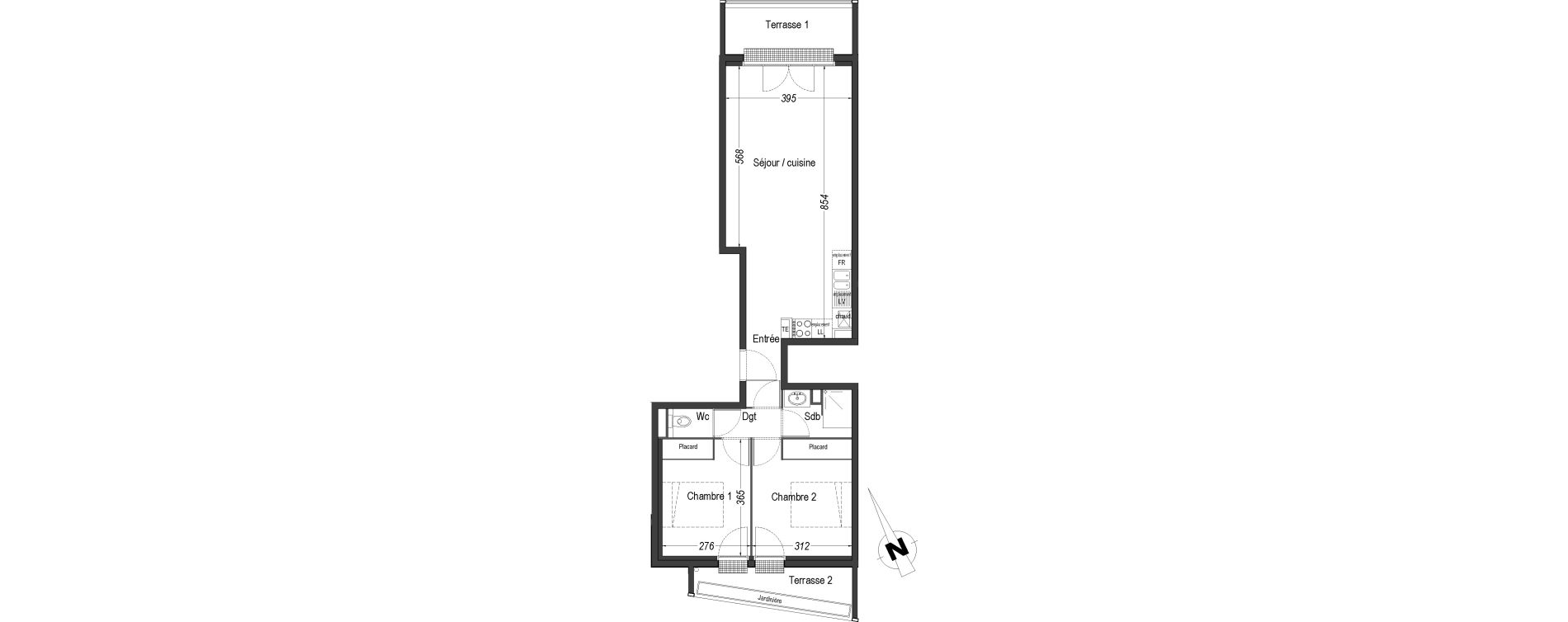Appartement T3 de 61,54 m2 &agrave; Eysines Centre
