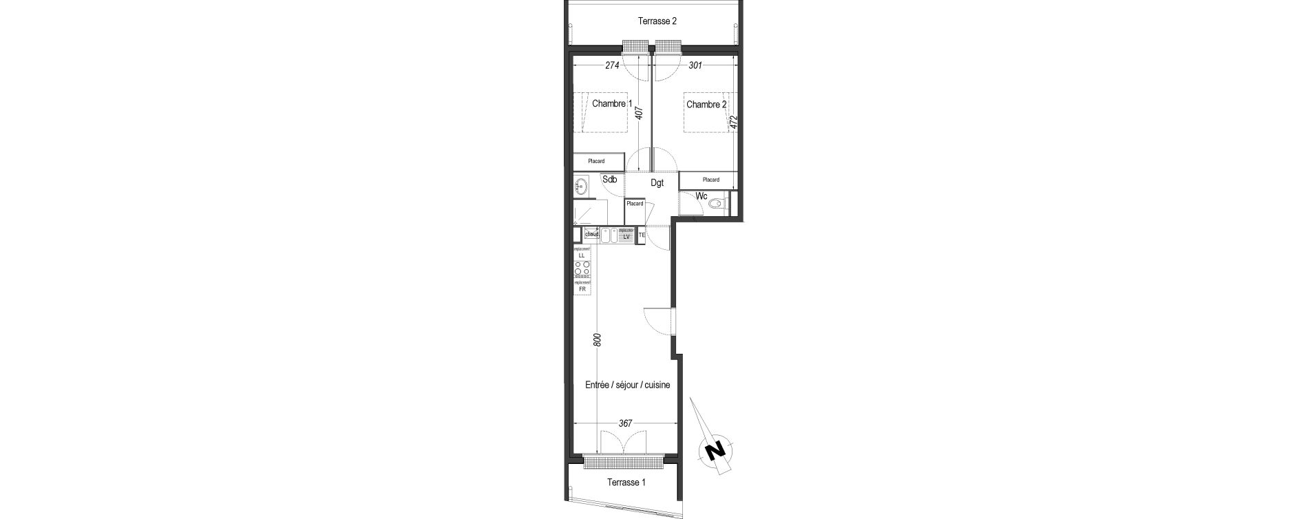 Appartement T3 de 60,94 m2 &agrave; Eysines Centre