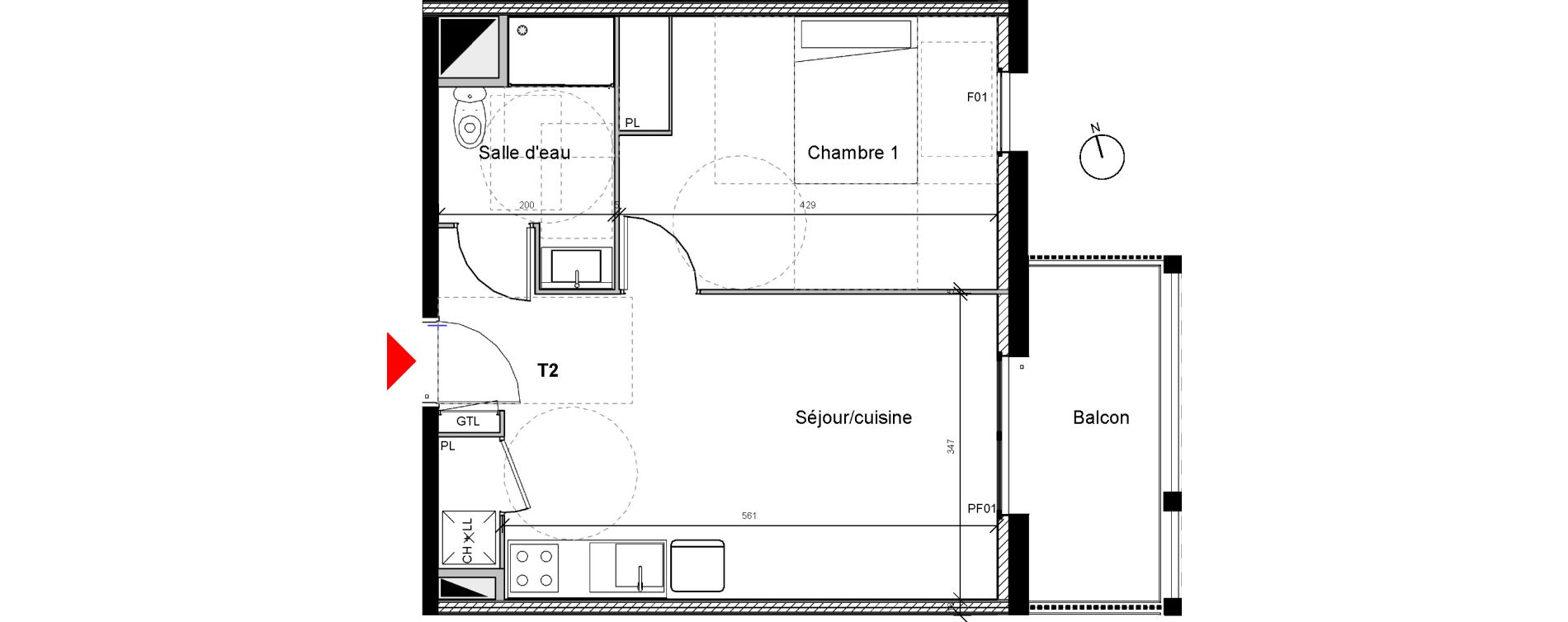 Appartement T2 de 40,50 m2 &agrave; Eysines Centre
