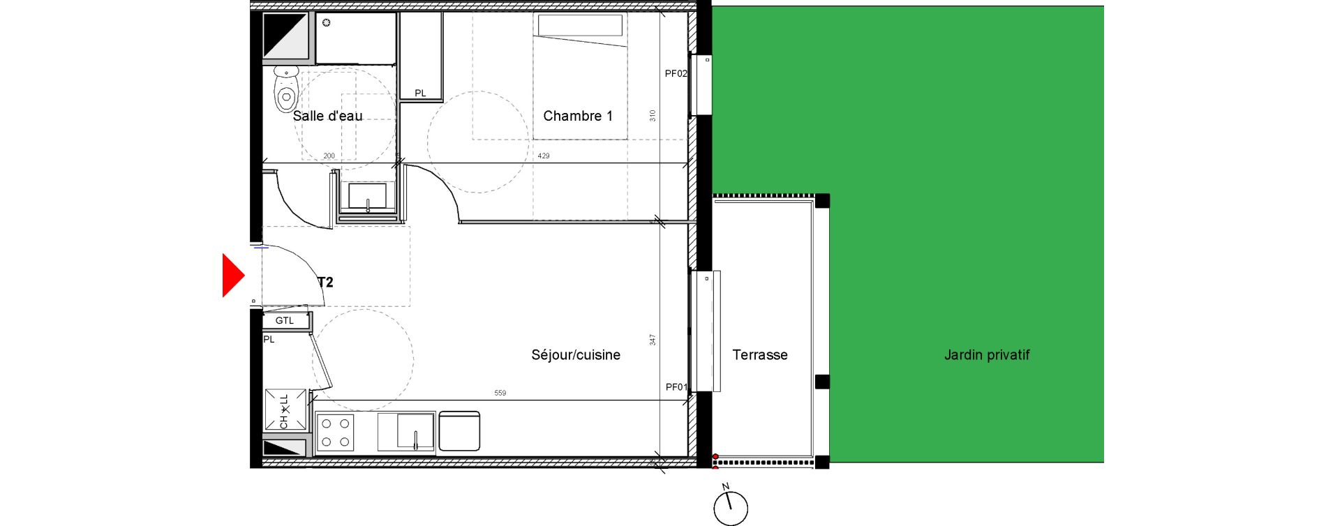 Appartement T2 de 40,40 m2 &agrave; Eysines Centre