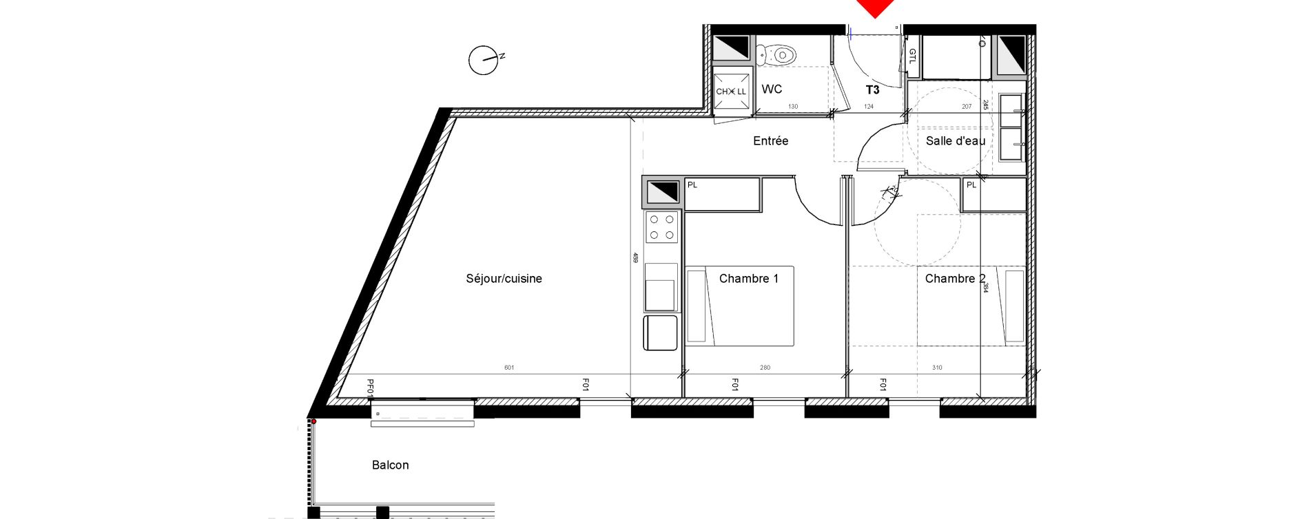 Appartement T3 de 59,20 m2 &agrave; Eysines Centre